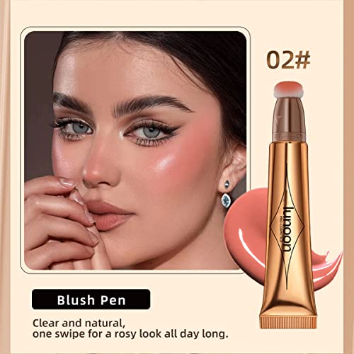 Contour Blush Beauty Wand 2 Pack, Matte Liquid Face Concealer Contouring & Blush With Cushion Applicator, Natural Silky Smooth Creamy Stick Attached Easy To Blend, Long Lasting & Natural Finish Makeup Stick (01# Contour & 02# Pink Blush) #TOP4
