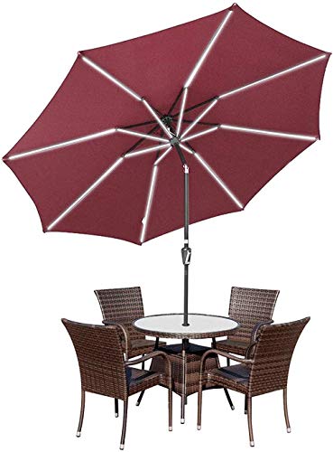 Parapluie du marché extérieur inclinable 10 pieds et parasol de patio à LED solaire