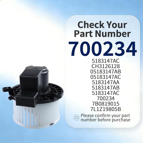 Image of HVAC Blower Motor with Fan Assembly - Compatible with Pacifica 2017-2022, Grand Caravan 2006-2020, Town & Country 2006-2016, Voyager - AC Heater Fan - 700234 5183147AC