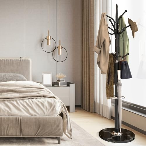 image for Durmmur Metal Coat Rack Freestanding, Coat Hanger Stand With Natural M