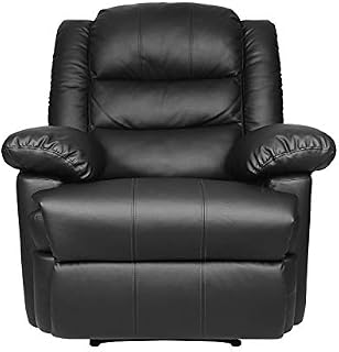 Innotic Recliner Chair Armchair Reclining chairs PU Leather Sofa armchairs lounge living room Manual Adjustable Footrest (Black), XL (2283010-13)