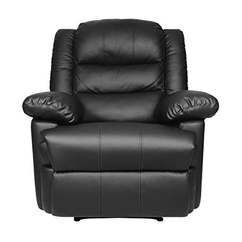 Innotic Recliner Chair Armchair Reclining chairs PU Leather Sofa armchairs lounge living room Manual Adjustable Footrest (Black), XL (2283010-13) Cover