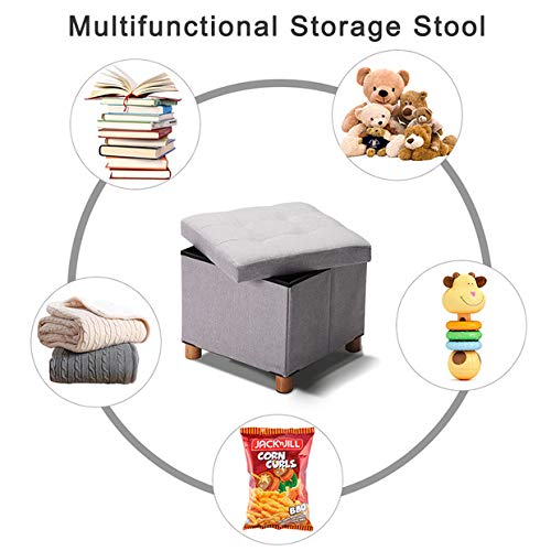 Cocoarm Storage Ottomandrop Leaf Tables For Small Spaces Grey Ottoman With Storage And Tray Small Square Storage Ottoman With Wooden Legs, Foldable For Home Office Furniture, Linen Grey #TOP5