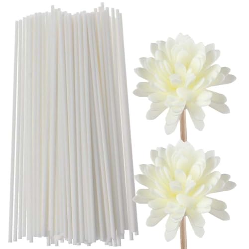 Kopida Reed Diffuser Sticks - 50pcs Reed Diffusers and 2pcs Artificial Flower Diffuser Rattan-Vine Sticks -Diffuser Refills- Rattan Wood Replacement for Aroma Fragrance