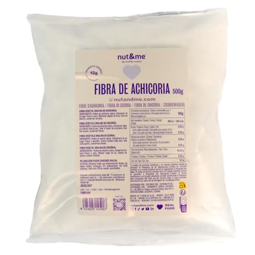 Inulina en polvo 500gr nut&me | Fibra de achicoria | Keto | Sin lactosa, sin aditivos | Alto en fibras | Vegano | Endulzante natural