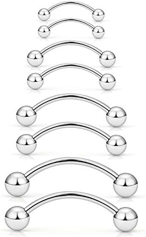 Ocptiy 20G Eyebrow Rook Ring Piercing Jewelry Stainless Surgical Steel Snake Eye Frog Tongue Lip Ring Curved Barbell Belly Button Navel Helix cartilage Earrings Ring Piercing Jewelry Women Men Silver