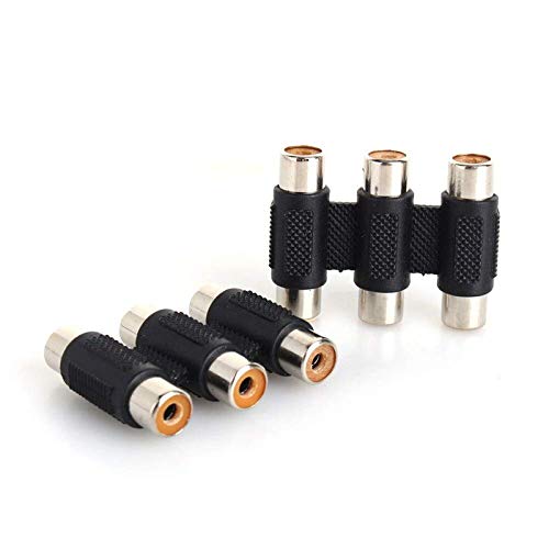 ERH India (Pack of 2) 3-RCA Female to Female Audio Video Coupler Adapter Extender Jointer