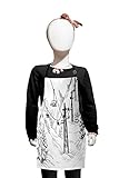 Lunarable Winter Apron, Ski Lift Fir Trees Monochrome Seasonal Holiday Destination Themed Sketch, Small Apron Bib with Adjustable Ties for Baking Painting, Small Size, White Black