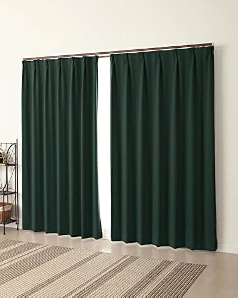 防災　1級遮光カーテン　幅150cm×丈175cm2枚 グリーン Amazon｜【受注生産品】1級遮光カーテン 防炎 断熱 5265ダーク