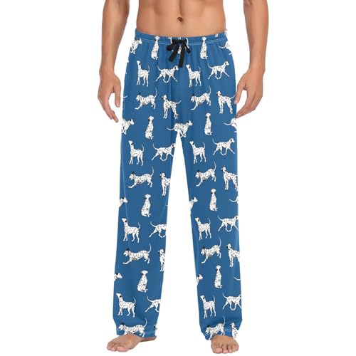 Men's Cotton Pajama Pants Soft Comfy Sleep & Lounge Dalmatian Dogs Pjs Bottoms with Pockets