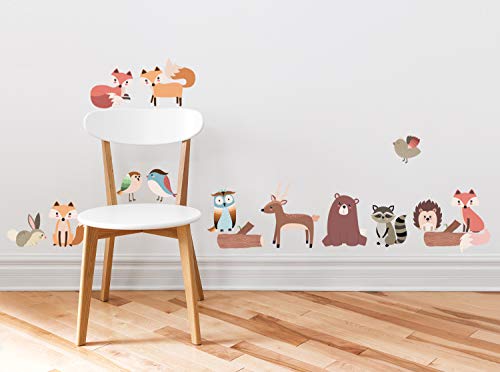 Sunny Decals Woodland Animals- Set of 13 Animals Including Fox, Owl, Bear, and More