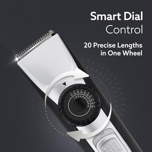 Image of AGARO Beard Trimmer MT1155, Adjustable Beard Trimmer for Men with Precision Dial, USB Rechargeable, 20 Length Settings Mustache Trimmer for Mens Gifts