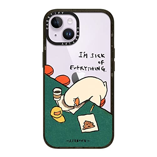 Funda CASETiFY SSEBONG de iPhone 14 para jóvenes urbanos en negro brillante
