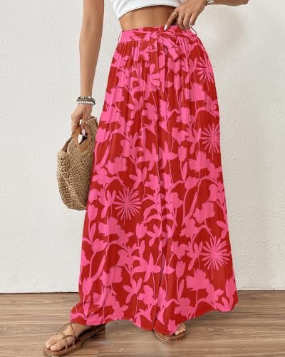 Image of Bsubseach Women Wide Leg Pants Floral Flowy Palazzo Pants
