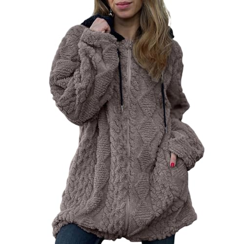 MLWSKERTY Abrigo térmico de forro de manga larga con cremallera para mujer, abrigo de gran tamaño para invierno, manga larga empalmada
