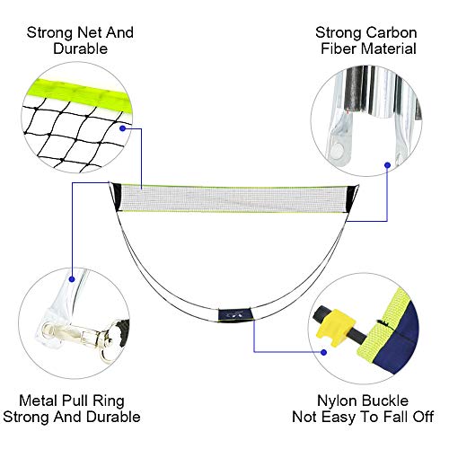 AmazeFan Portable Badminton Net Set with Stand & Carrying Bag, Folding Volleyball Tennis Badminton Net – Easy Setup for Beach/Indoor Court, Outdoor, No Tools or Stakes Required - Thumbnail 6