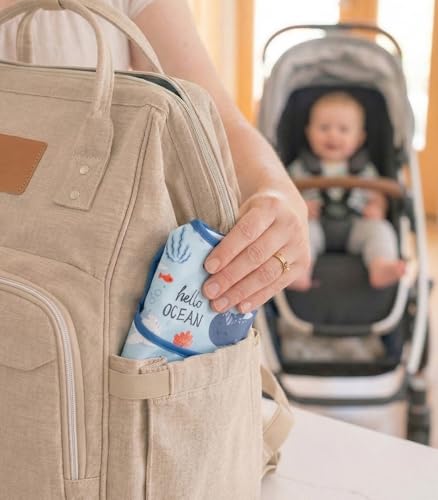 CIVARUA KIDS 3-Pack Waterproof Baby Bibs for Eating - Mess Proof Lightweight Toddler Feeding Bibs with Large Food Catcher, Food-Grade Baby Eating Essentials, Easy to Put On & Clean(Light Blue Ocean) — view 6