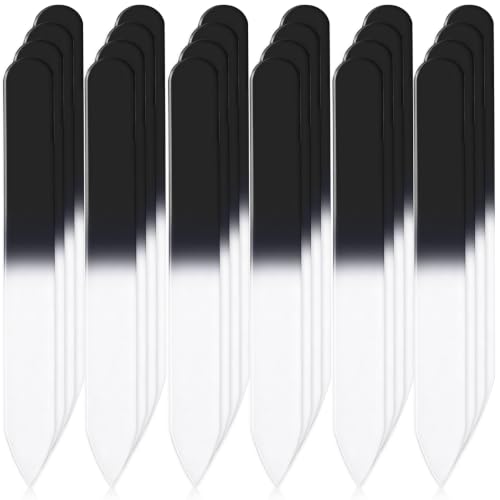 Honoson 24 Pcs Glass Nail Files Czech Crystal Glass Fingernail Files Professional Manicure Tool for Natural Nails, Gradient Black Buffer Nail Care for Salon Gift, 3.6'' x 0.4'' x 0.12''