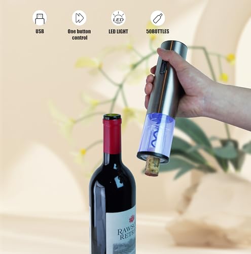 Electric Wine Opener Rechargeable, One-touch Automatic Wine Bottle Corkscrew Opener (Stainless Steel) Set,Ideal Wine Accessories and Wine Gift Sets - Image 7