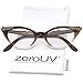 zeroUV Blue Light Blocking Vintage Cat Eye Glasses for Women UV400 Embellished with Rhinestones, 50s Rockabilly Accessories 51mm (Brown-Fade)