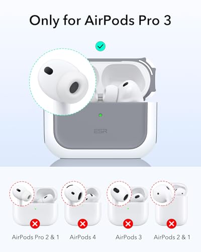 Image of ESR for AirPods Pro 3 Case, Compatible with AirPods Pro Case 3rd Generation (2025), Compatible with MagSafe, Full Drop Protection Cover with Lanyard, White