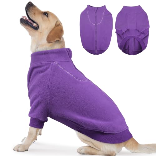 Image of BRKURLEG Dog Sweater, Warm Fleece Dog Winter Coat, Purple, XXXL