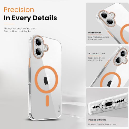 Image of KARWAN Crystal Clear Magnetic Back Case Cover Compatible with iPhone 17 Anti-Yellow Transparent Shockproof Cover with Camera Protection, Scratch Resistant, MagEaze Wireless Charging Support