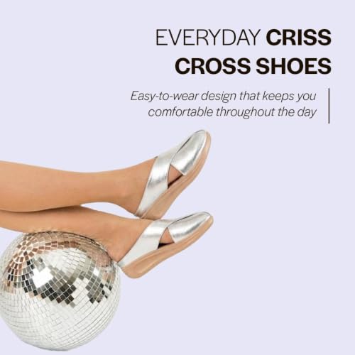 Image of FAUSTO Women Criss Cross Strap Design Perforated Slip On Shoes | Back Open Casual Shoes for Office, Outdoor, Party