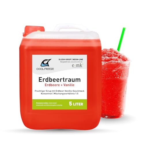 Slush Eis Sirup | Erdbeere-Vanille | Konzentrat 1:5 | 5 Liter Kanister | Glycerin Frei | geeignet für Ninja Slushy Maschine | Premium-Qualität direkt vom Hersteller