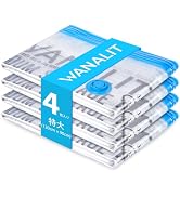 WANALIT ふとん圧縮袋 特大 XXL 大きめ布団用 4枚入 120×90cm 掃除機対応 (ダニよけ 防虫 Wパワー)