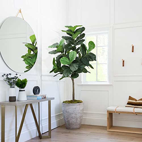 Yepdin Artificial Fiddle Leaf Fig Tree 6 Ft With Plastic Pot Artificial Tree,Ficus Lyrata Faux Trees For Home Office Living Room,Decorative Fake Plants For Indoors And Outdoors #TOP3