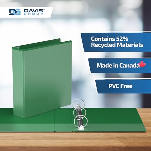 Image of Easyview 3-Ring Binder, Clear-View Cover, 2 inch Round Rings, Green, 6 Pack | Heavy-duty binder, fits 8.5 inch x 11 inch paper, customizable cover, made in Canada, ideal for school or office use