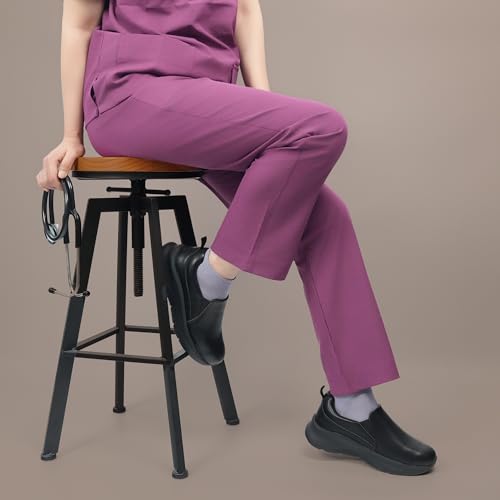 Hawkwell Women's Slip On Arch Support Lightweight Slip Resistant Comfortable Nurse Shoes,Black Synthetic,7 M US