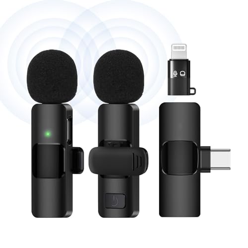 Anfyko Mikrofon Handy, Ansteckmikrofon Kabellos für iPhone & Android, Rauschunterdrückung,Reichweite von 20M, 16H Akkulaufzeit, Lavalier Mikrofon für YouTube, TikTok, Podcasts...
