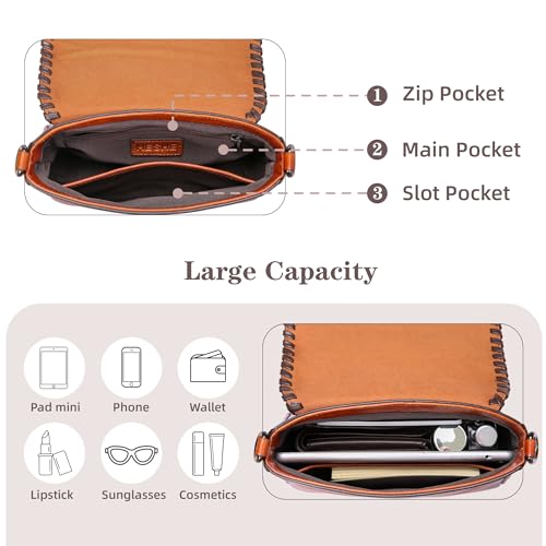 Image of HESHE Genuine Leather Crossbody Bags for Women Small Shoulder Bags