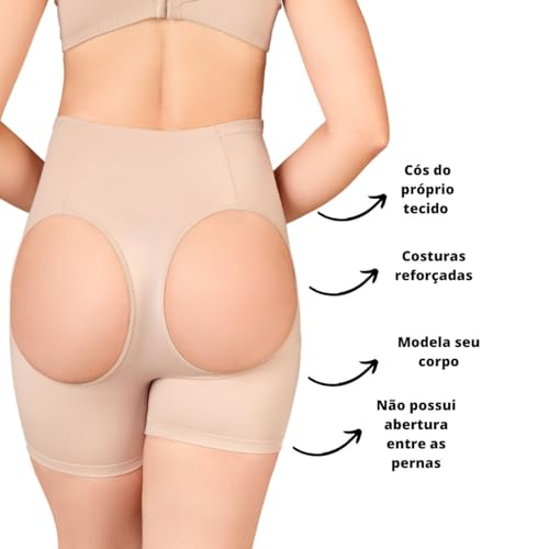 Kit 2 Calcinha Short Levanta Empina Bumbum Efeito Natural Sem Bojo Bege/Bege GG