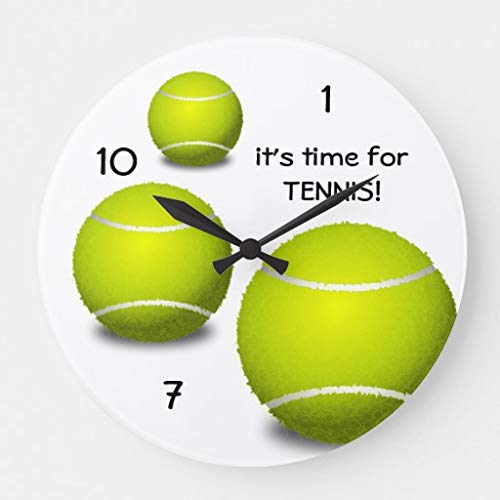 EnjoyHome Time for Tennis Clock Wooden Clock Wall Art Decorative Round Farmhouse Design