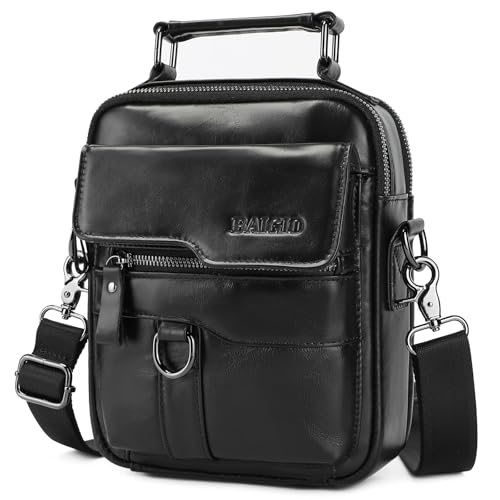 BAIGIO Bolso Bandolera de Piel para Hombre, Bolso de Hombro vintage, Bandolera para Trabajo, Viaje, Vida Cotidiana