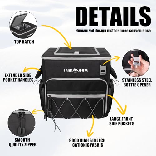 Image of INSMEER 40L Large Ice Box Cooler Bag, Insulated Collapsible Lunch Tiffin Bag with Wheels, Soft Rolling Chiller Thermocol Box for Ice for Trip, Camping, Wine /Beer Picnics, Cold Storage