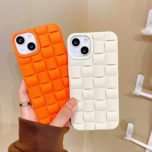 Lemoncover For Iphone Case Cute 3D Weave Grid Lattice Print Design Soft Tpu Silicone Camera Screen Protect Bumper Case For Women Girls Slim Reinforced Shockproof (Blue,For Iphone 14) #TOP3