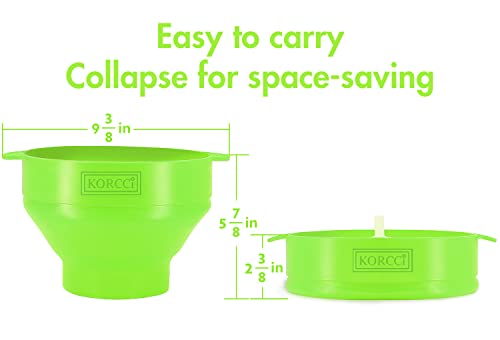 Image of The Original Korcci Microwaveable Silicone Popcorn Popper, BPA Free Microwave Popcorn Popper, Collapsible Microwave Popcorn Maker Bowl, Dishwasher Safe - Green (Pack of 2)