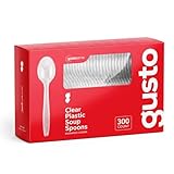 [300 Pack] Heavyweight Disposable Clear Plastic Soup Spoons