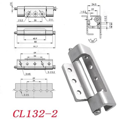 Charnière pour boîte de distribution CL132-2 d'armoire électrique fixe - 7