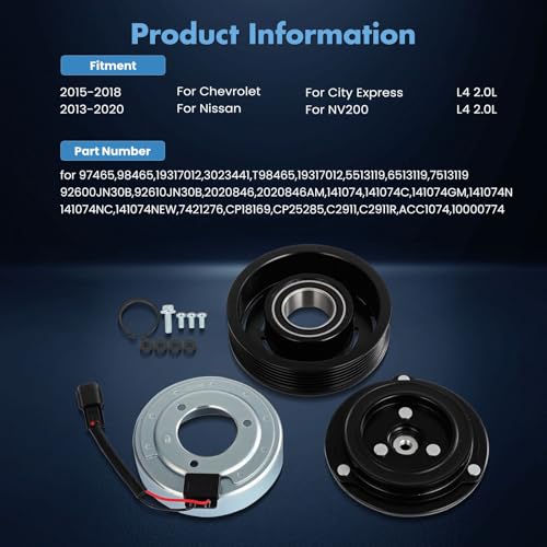 Image of ECCPP AC Compressor Clutch Kit for Nissan NV200 L4 2.0L 2013-2021
