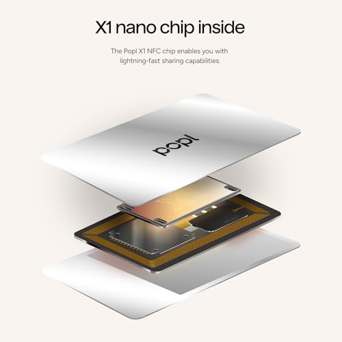 Image of Authentic Patented Popl Card (Avoid Fake Knockoffs) - Smart NFC Networking Card - Simply Tap to Exchange Contact Info, Capture Leads, & Manage Contacts (Stainless Steel Metal)