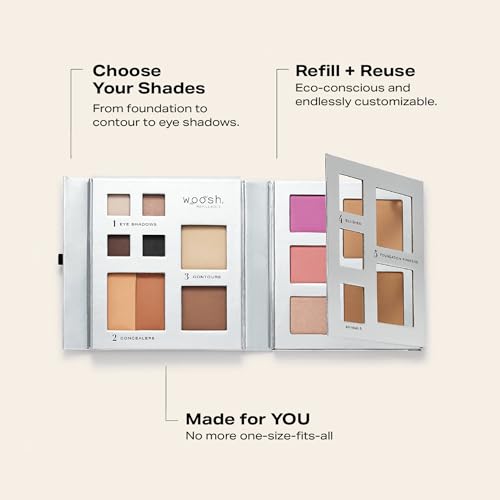 Woosh Beauty Fold Out Face Refillable Makeup Palette for Women in Silver – All-in-One Face Makeup Kit with Foundation, Concealer, Contour, Blush, Highlighter & Eyeshadow – Curated Shades by Skin Tone - Image 6