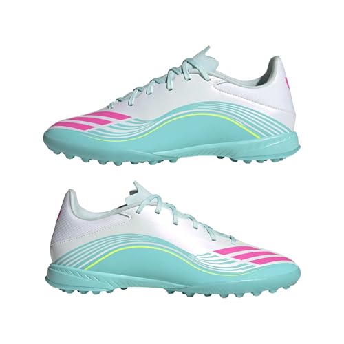 adidas Unisex-Adult F50 Messi League Turf, White/Lucid Pink/Flash Aqua, 7.5 - image 8