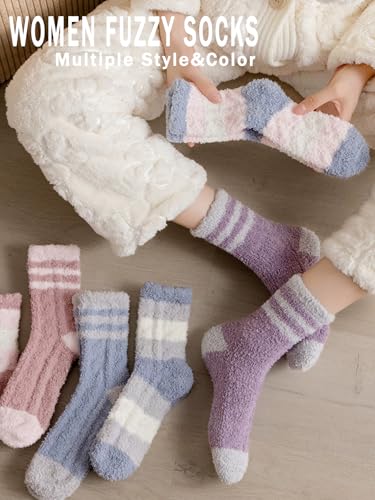 Image of Ginmewrae Fuzzy Socks for Women, Mothers Day Gifts Cozy Warm Fluffy Socks Thick Slipper Socks Birthday Valentine's Day Gifts