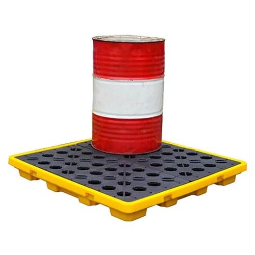 Modulare industrielle Auffangwanne für auslaufende Flüssigkeiten – Robuste Kunststoffpalette zur Auffangung von Ölverschmutzungen für maximalen Auslaufschutz, Chemikalienlagerung und Umwelts