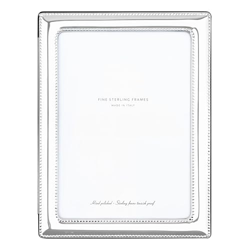 Sterling Silver Picture Frames - Handmade in Italy Tarnish-free 4x6 Silver Picture Frame with Dual Easel for Portrait & Landscape Display Ideal wedding photo frames Gift for Any Occasion